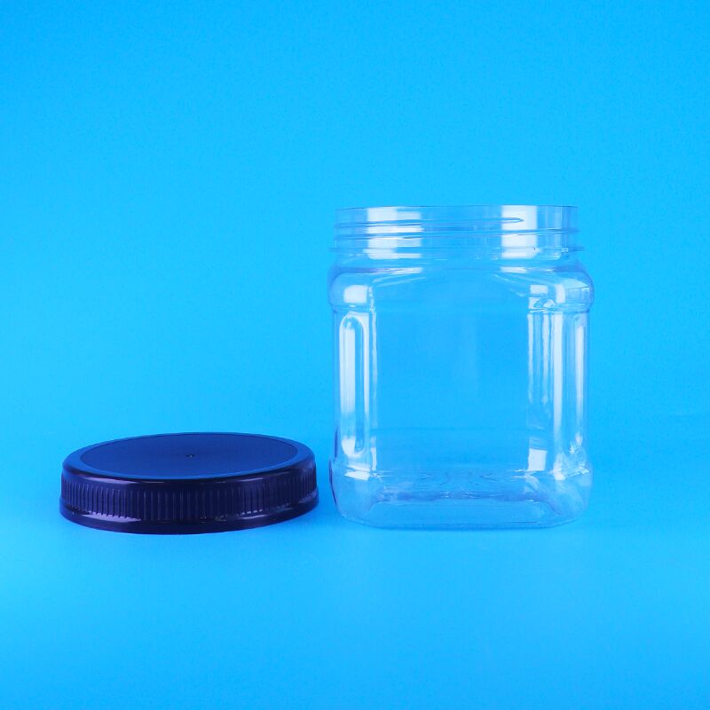 Square Clear Airless Screw Lid Plastic Snack Raisin Broad Bean Pine Nut Storage Jars