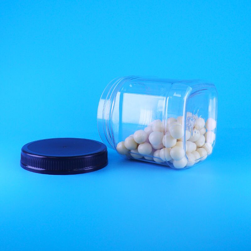 Airless Square Clear Screw Lid Plastic Skittles Chocolate Chip Bean Pine Nut Storage Jars