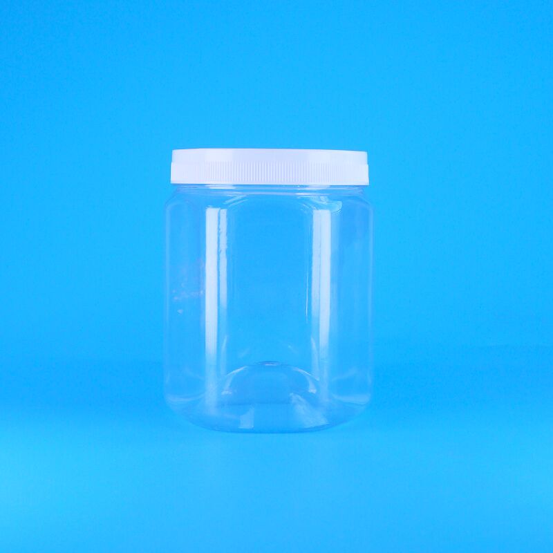 Hexagonal Shape Clear PET Plastic Cookies Pecan Dried French Fries Jar White Flat Lid