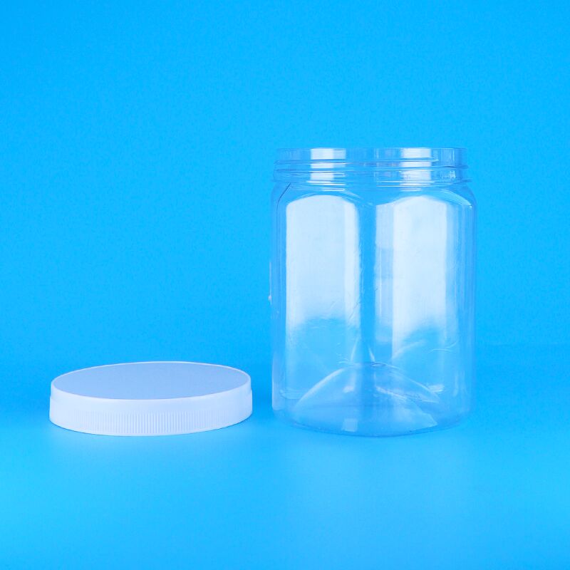 Hexagonal Shape Clear PET Plastic Cookies Pecan Dried French Fries Jar White Flat Lid