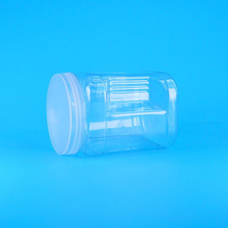 Square Clear Pet Plastic Storage Grip Bear Biscuit Milk Date Cranberry Cookies Jars