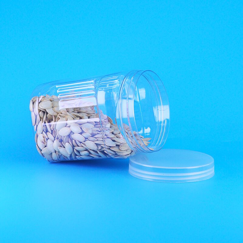 PET Square Clear Screw Lids Plastic Storage Grip Black Rice Wheat Crackers Jars