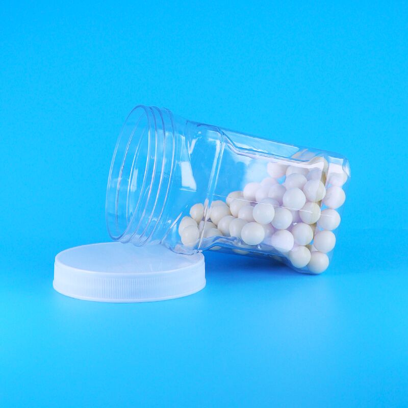 Sesame Cornmeal Filling Biscuit PET Transparent Plastic Screw Lids Square Grip Jars Bpa Free