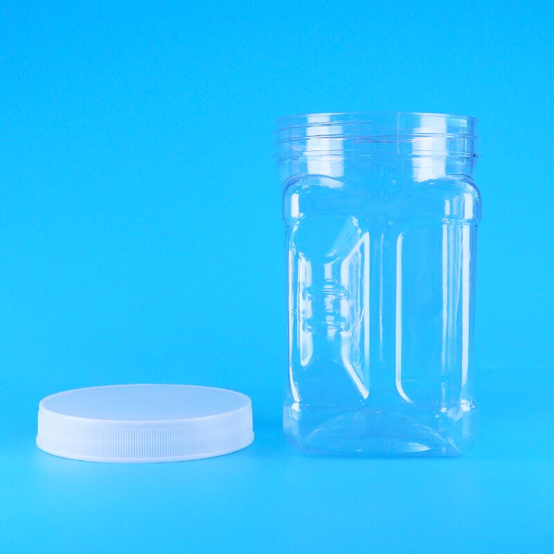 Sesame Cornmeal Filling Biscuit PET Transparent Plastic Screw Lids Square Grip Jars Bpa Free