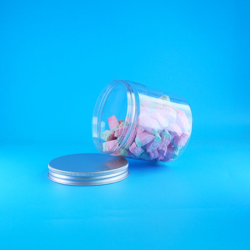 Round Aluminum Easy Open Lid Food Candy Cookies Jasmine Tea Plastic Clear PET Jar