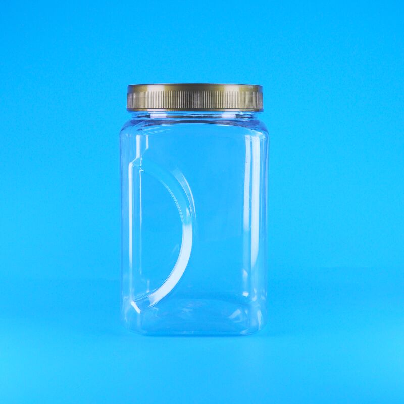 PET square shape clear Brown Lid plastic Food Grade cookies Badam Dried fruit Jar