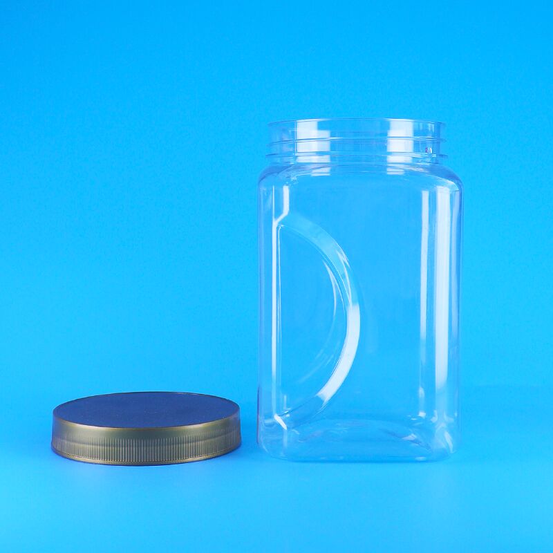 PET square shape clear Brown Lid plastic Food Grade cookies Badam Dried fruit Jar