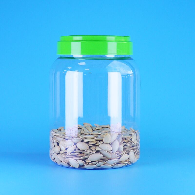 Food Grade Flat Cap Clear Coffee Candy Lotus Seed Baby Food PET Round Plastic Jar