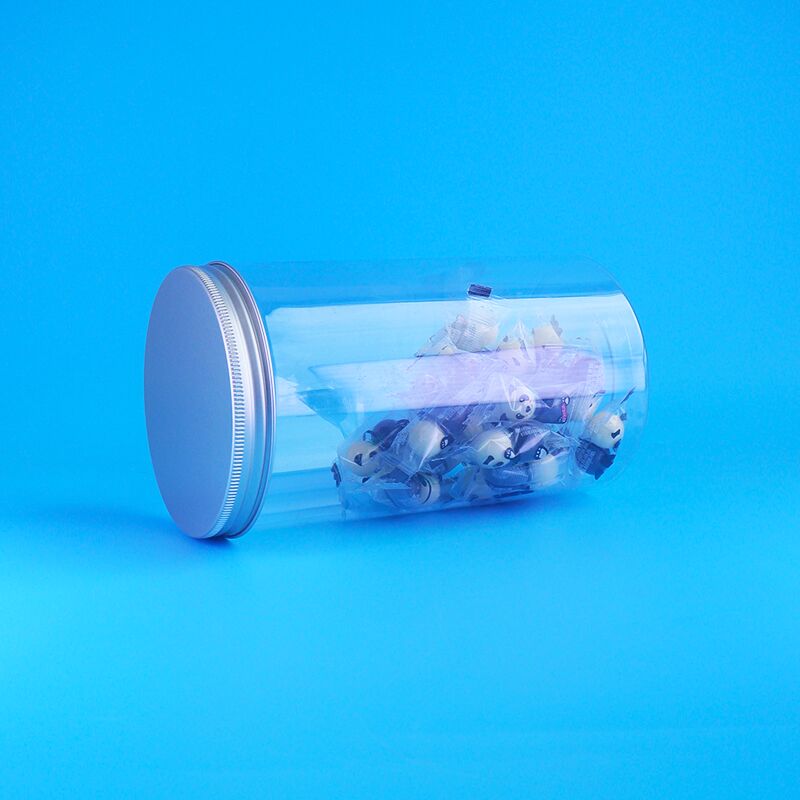 Clear Food Grade Dried Fruit Crispy Peanuts Bear Biscuit Round PET Jars Screw Caps