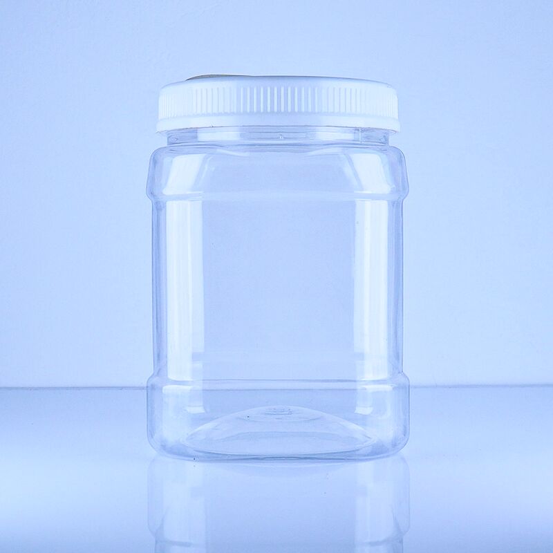 Food Grade Tangerine Peel Chinese Chestnut PET Square Shape Clear White Lid Plastic Jar