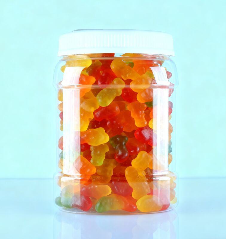 Screw Lid Good Sealing Plastic PET Square Clear Jar Colored Gummy Candies Cheese Cake