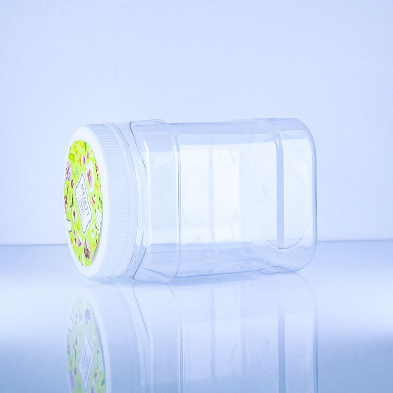 Screw Lid Good Sealing Plastic PET Square Clear Jar Colored Gummy Candies Cheese Cake