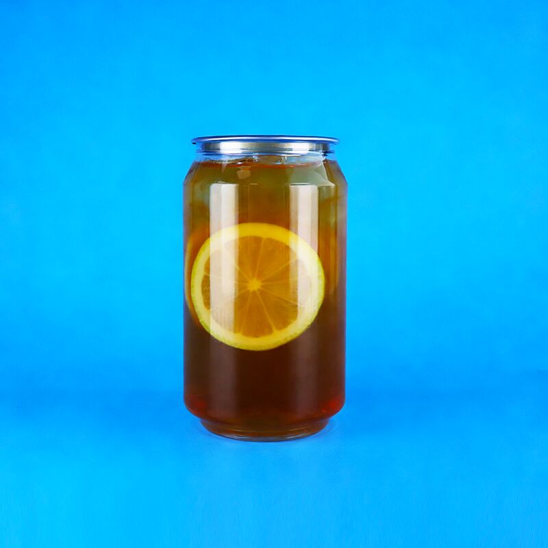 330ml Easy Open Lid Transparent Food Grade PET Plastic Can For Coffee Cider Nuts Popcorn