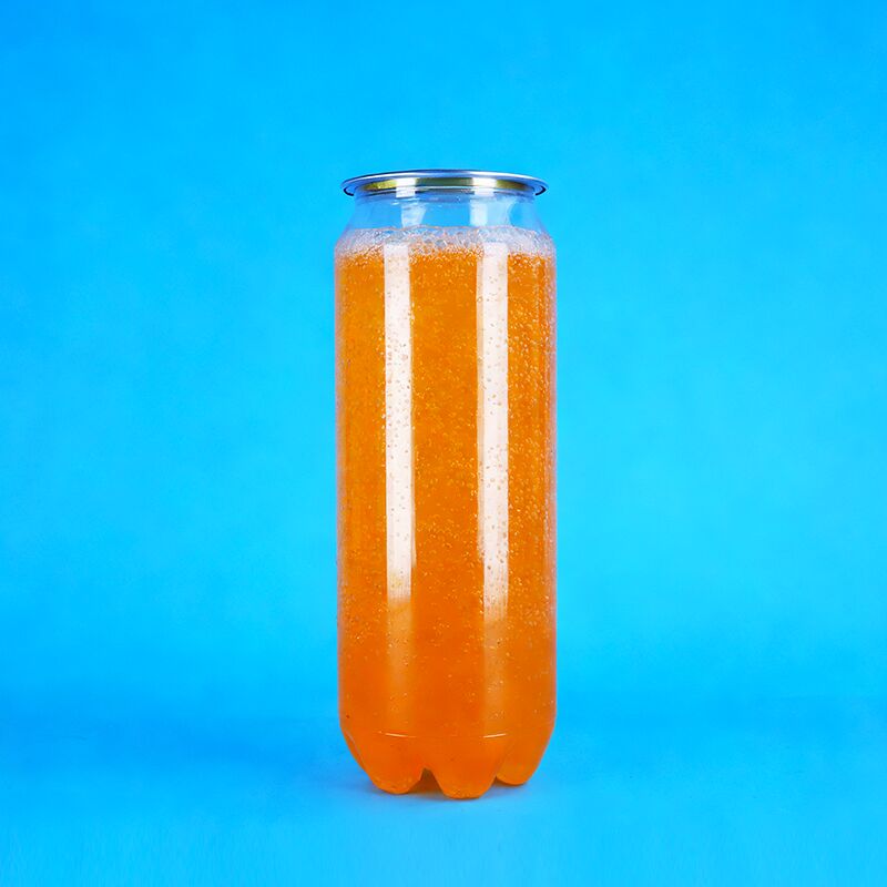 500ml Easy Open Lid PET Plastic Can Leak Proof Food Grade For Orange Sodas Energy Drinks 