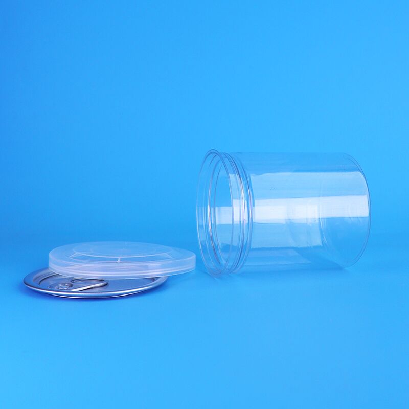Well Sealing Custom Design Easy Open Lid Small Clear PET Plastic Can For Nuts Baby Food