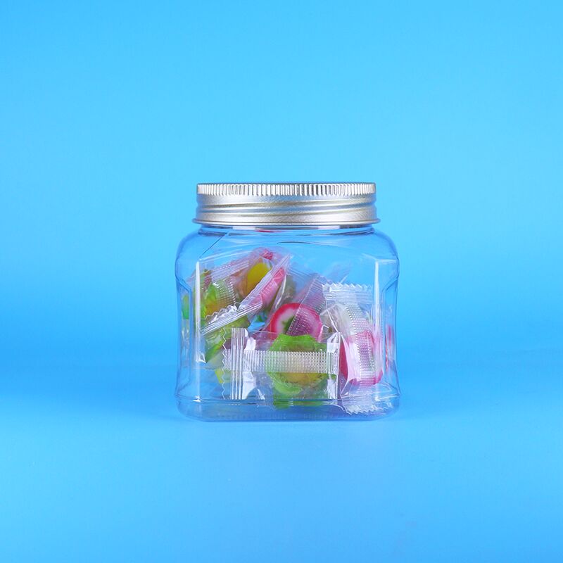 Food Grade Plastic Clear PET Square Jar Screw Lid Ideal For Storing Spices Dry Goods