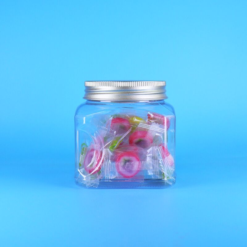 Food Grade Plastic Clear PET Square Jar Screw Lid Ideal For Storing Spices Dry Goods