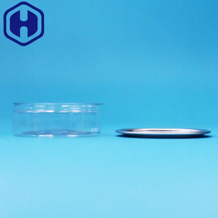 Round Plastic PET Can With Tin Easy Open End For Food Candy Cookies Snack Packaging