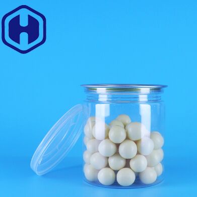 Leak Proof Easy Open Lid Clear Round Snack Candy PET Plastic Cans Food Packing