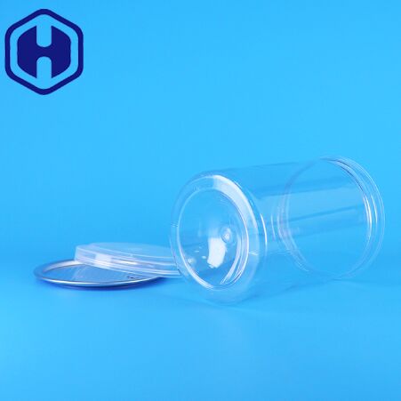 Bpa Free Transparent Round PET Plastic Candy Yogurt Baby Food Cookies Cans PE Lid