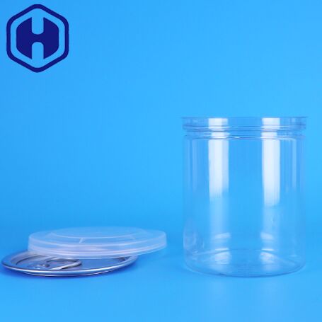 Well Sealing Custom Design Easy Open Lid Small Clear PET Plastic Can For Nuts Baby Food