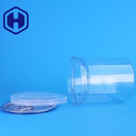 Well Sealing Custom Design Easy Open Lid Small Clear PET Plastic Can For Nuts Baby Food