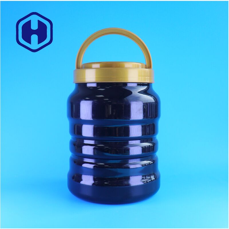 Black Round Plastic PET Jar Handle Lid For Dried Mango Tropical Fruits Food-Safe Easy Pour
