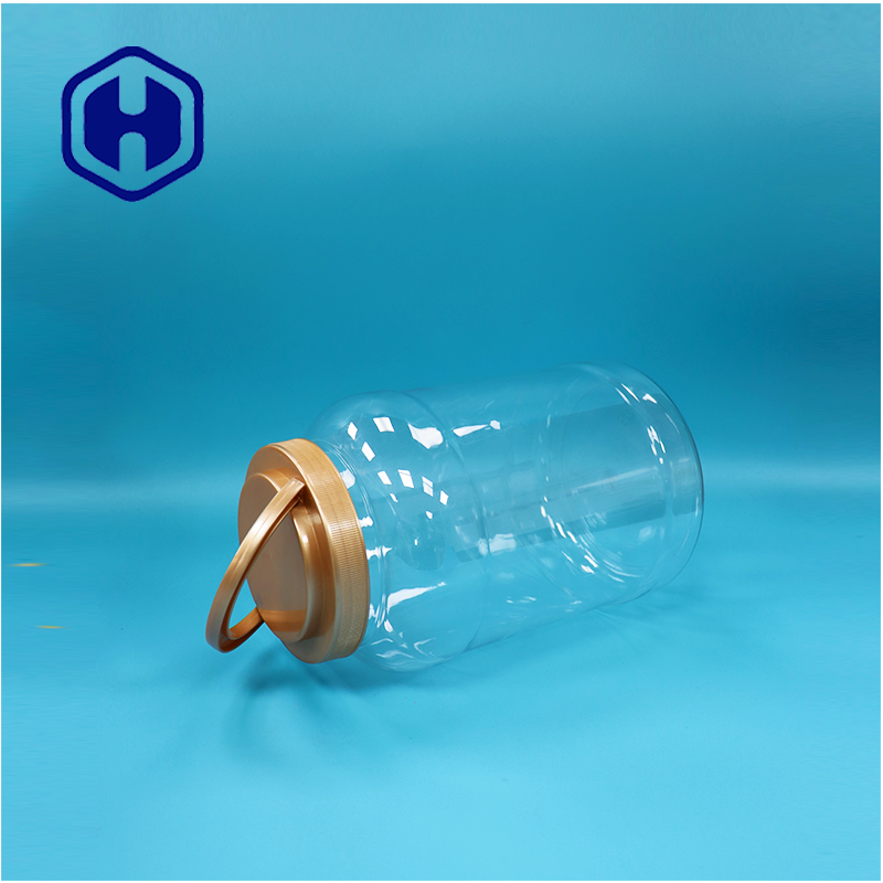 Bpa Free Handle Cap Transparent Round Wide Mouth PET Plastic Milk Powder Spoon Jar
