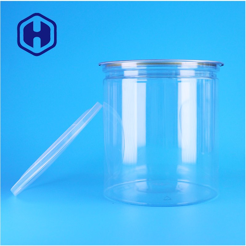 PET Clear Round Plastic Can For Nuts Dried Fruit Food Candy Food Grade Easy Open Lid