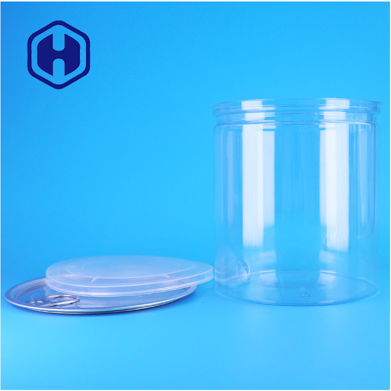 PET Clear Round Plastic Can For Nuts Dried Fruit Food Candy Food Grade Easy Open Lid