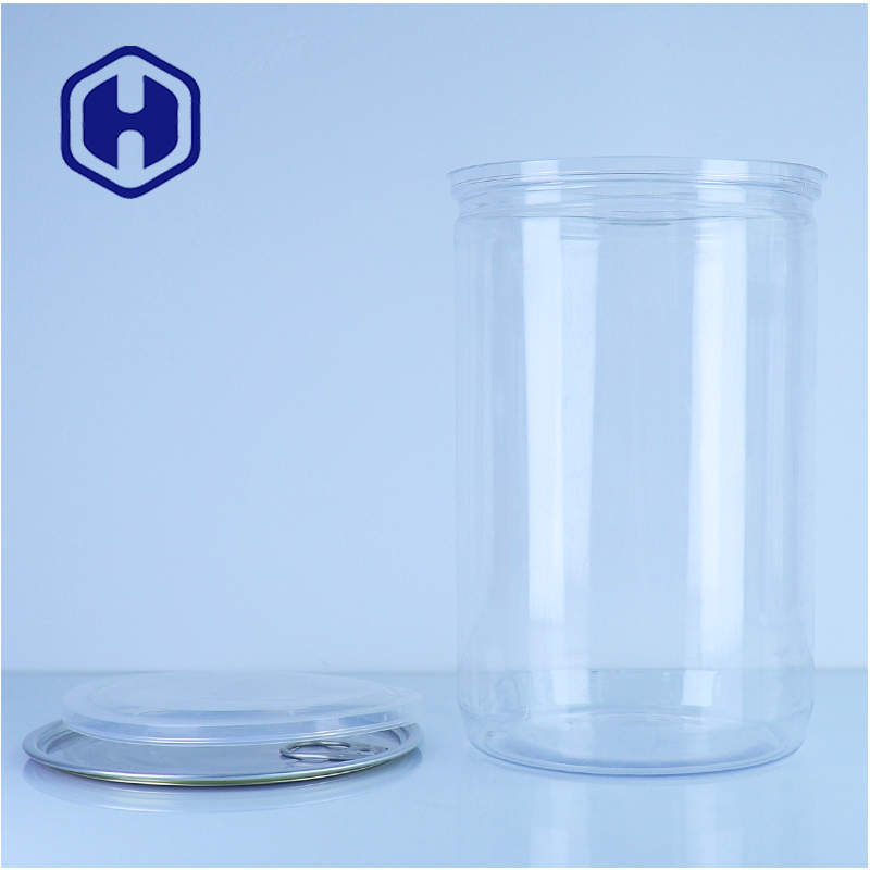 PET Round Aluminum Lid Clear Can For Spice Protein Powder Supplements Safe Secure