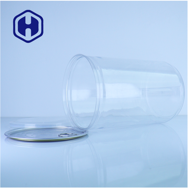 PET Round Aluminum Lid Clear Can For Spice Protein Powder Supplements Safe Secure