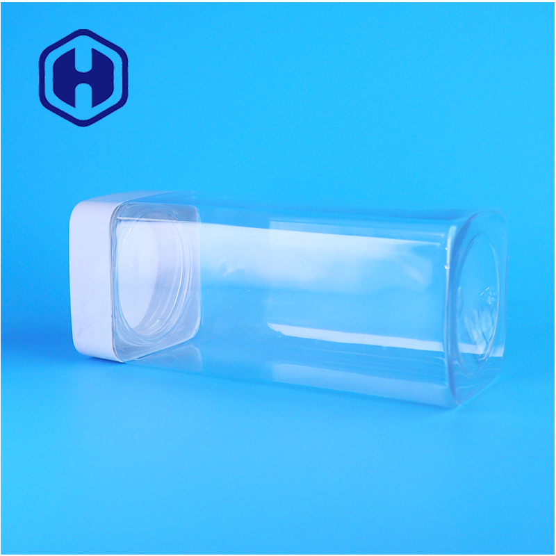 OEM square Clear custom food grade PET plastic jar for dry pet food cookies brand