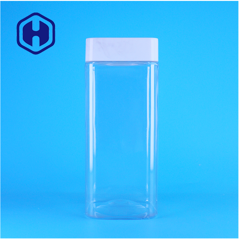 OEM square Clear custom food grade PET plastic jar for dry pet food cookies brand