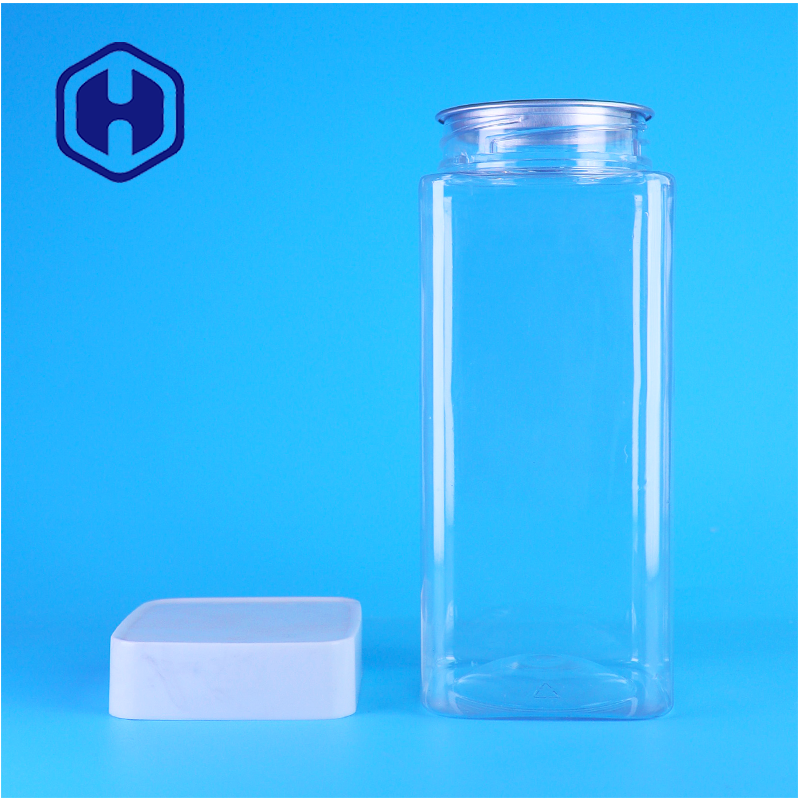 ODM Square Efficiency PET Plastic Food Cookies Dry Fruits Jar Supplier Bulk Order With Lid