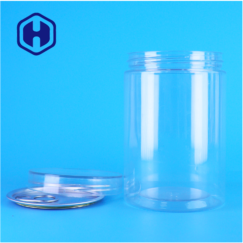 Round shape high quality clear PET plastic Pet food jar Custom mold per client's drawing