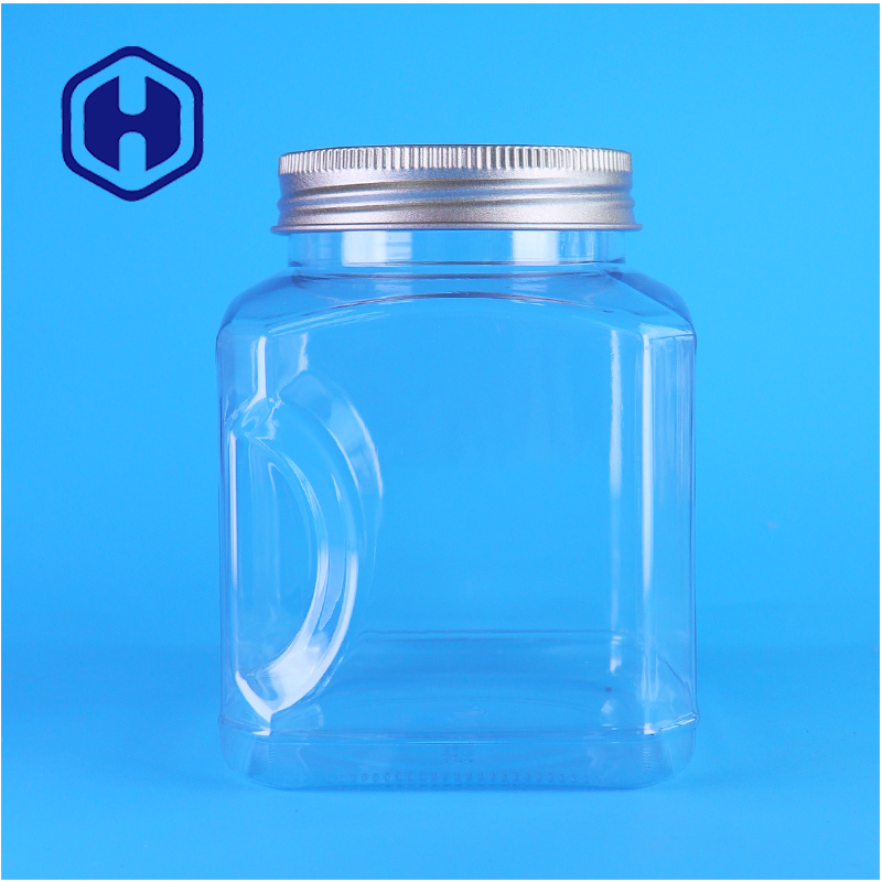 Food Grade Clear Square PET Jar Aluminum Lid For Cashew Packaging OEM Food Container Manufacturer