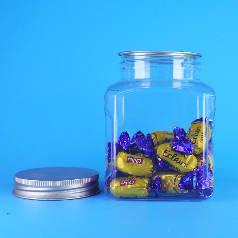 Wholesale ODM Food Grade Plastic Square Jar For Loose Leaf Tea Packaging Clear PET Jar Factory