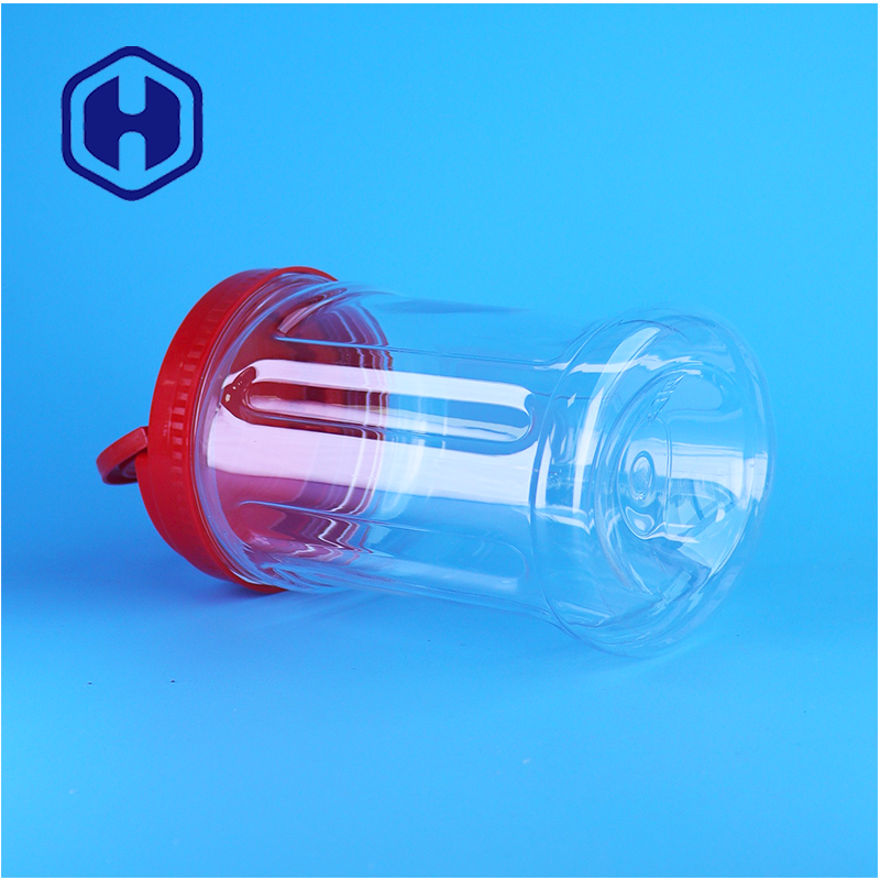 Food Grade Clear PET Nut Storage Jar Handle Lid Manufacturer For Almond Peanut Cashew Packaging
