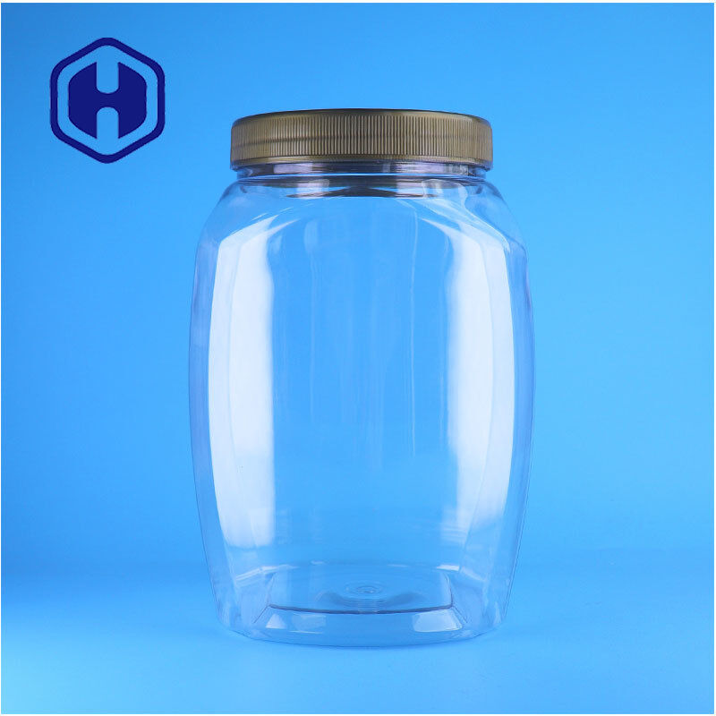 Custom Portable PET Storage Clear Handle Jar For Candy Cookies Gummies Sweet Snacks