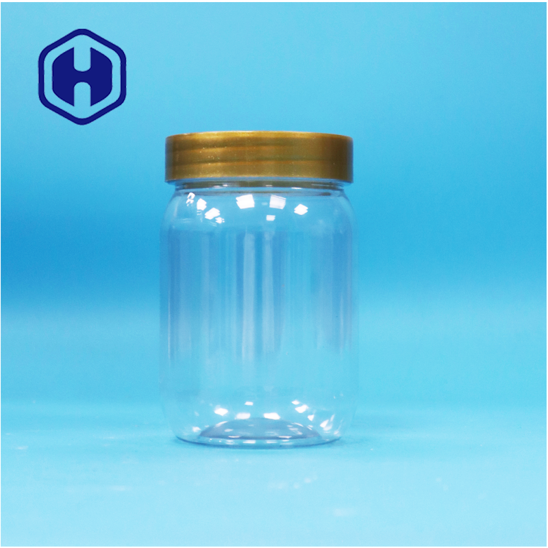 PET Food Grade Clear Round Cylinder Lollipop Honey Biscuit Plastic Jar Screw Brown Lid