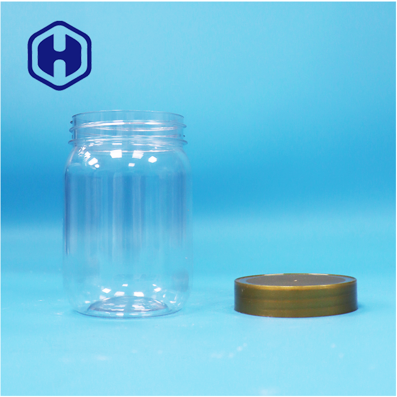 PET Food Grade Clear Round Cylinder Lollipop Honey Biscuit Plastic Jar Screw Brown Lid