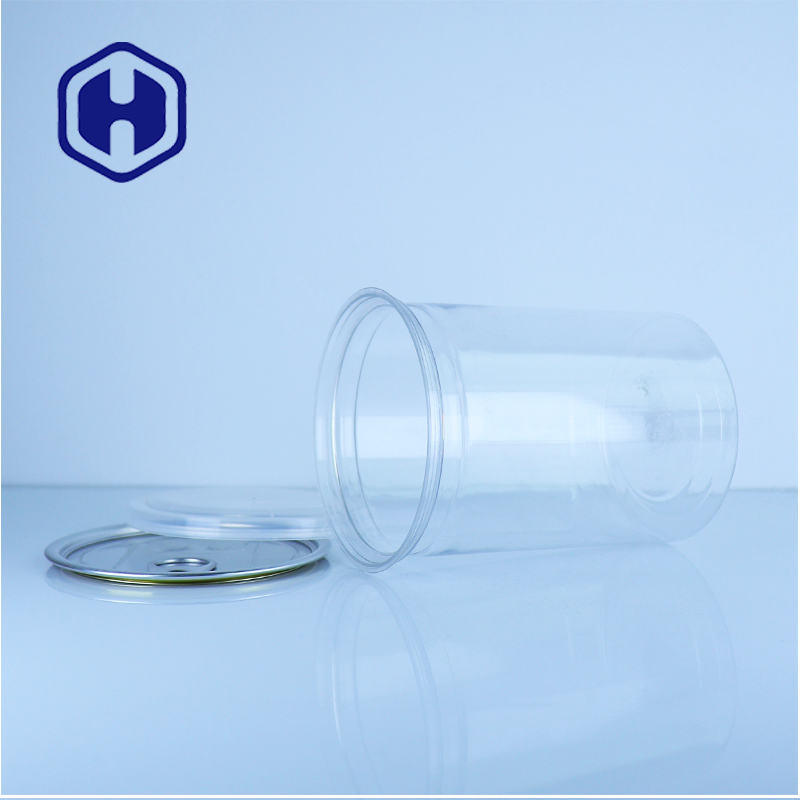 Transparent PET Food Storage Biscuits Cakes Sweets Nuts Can With Easy Open PE Lid