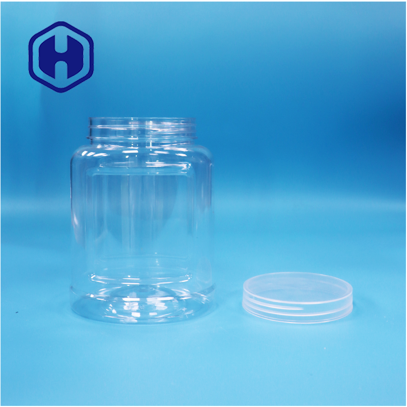 Food Grade Tamper Proof Cap clear PET Plastic Jar for Food Nuts Candy Noodles