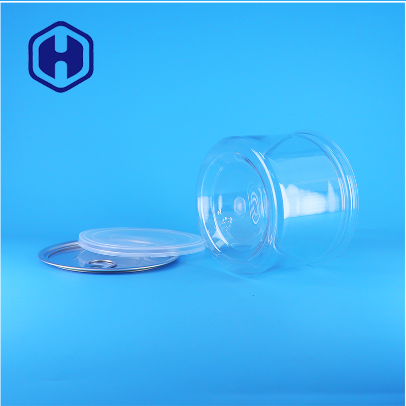 Plastic Transparent PET Round Easy Open Lid  Can For Food Candy Cookies Snack Tea