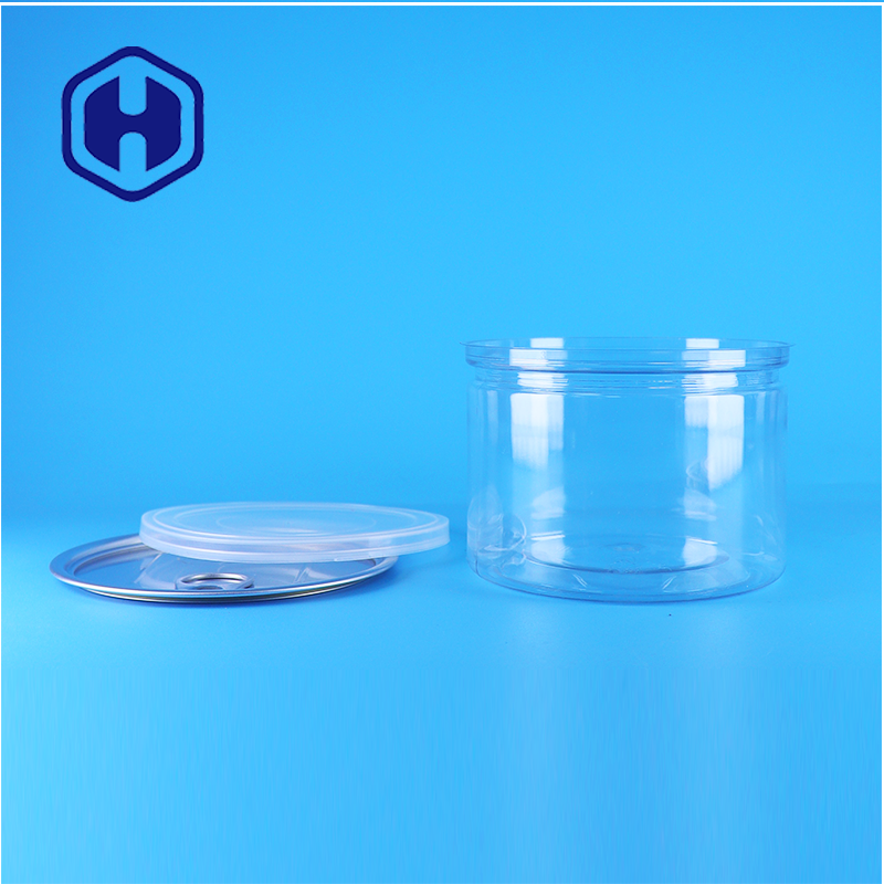 Plastic Transparent PET Round Easy Open Lid  Can For Food Candy Cookies Snack Tea
