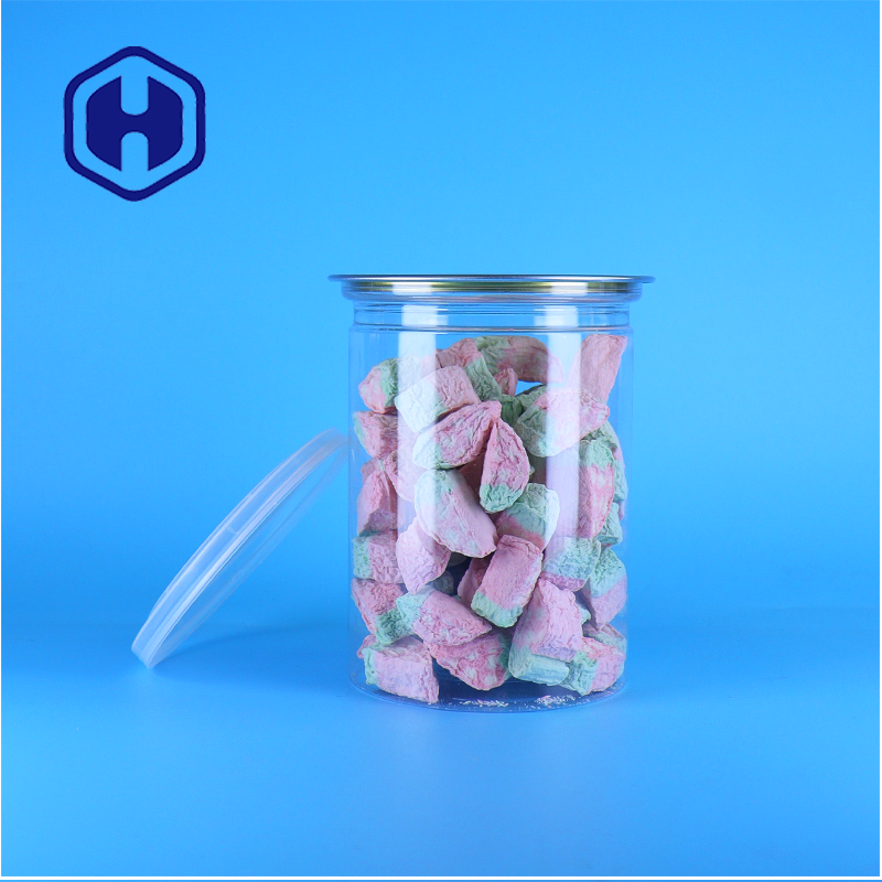 Great Quanlity Transparent PET Food Storage Sweets Cookies Jellies Cans With PE Lids