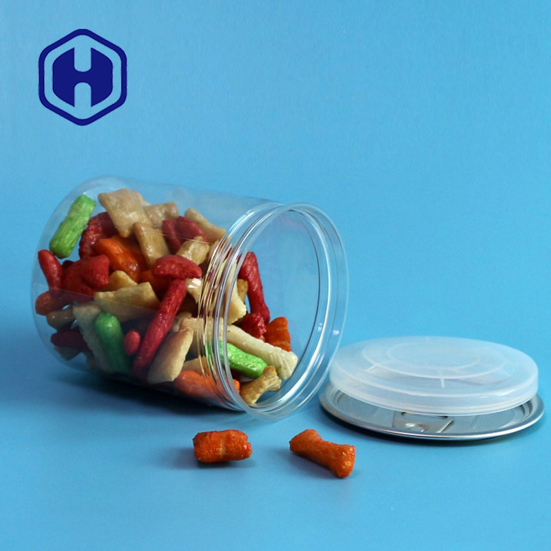 300# 330ml Clear Plastic Jar Sweets Chocolate Peanut Beans Storage With Easy Open End Lid