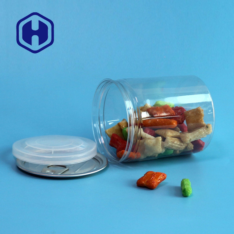 300# 330ml Clear Plastic Jar Sweets Chocolate Peanut Beans Storage With Easy Open End Lid