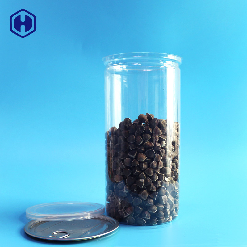 Aluminum Lid Clear Plastic Cans Long High 1380ml 401# Pop Corn Packaging